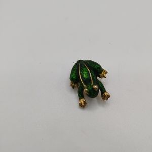 Vintage Green Frog Brooch
